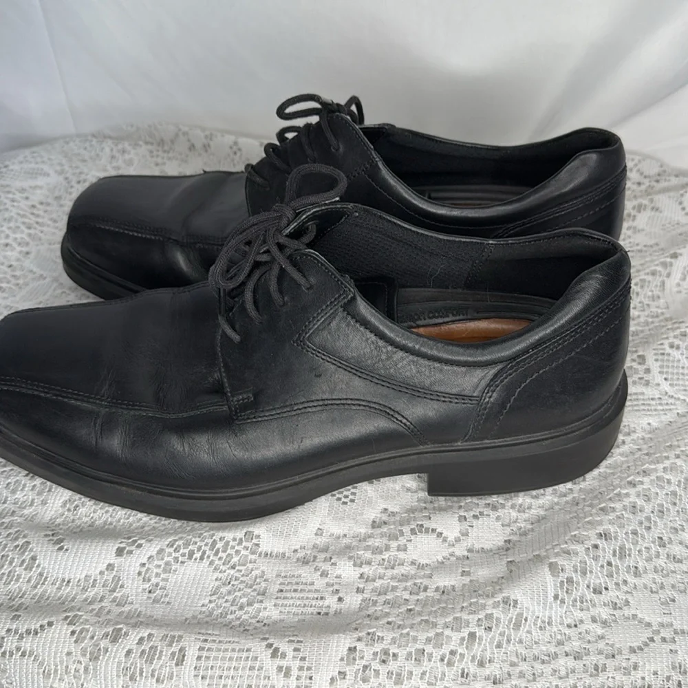 Ecco Helsinki 2 leather bike toe black derby dress shoes sz 9